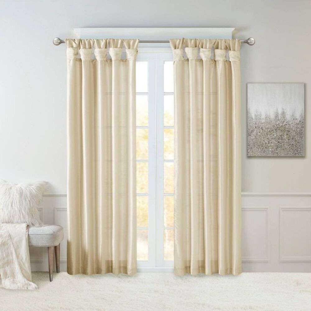 Open Box - Madison Park - 95"x50" Lillian Twisted Tab Lined Light Ivory